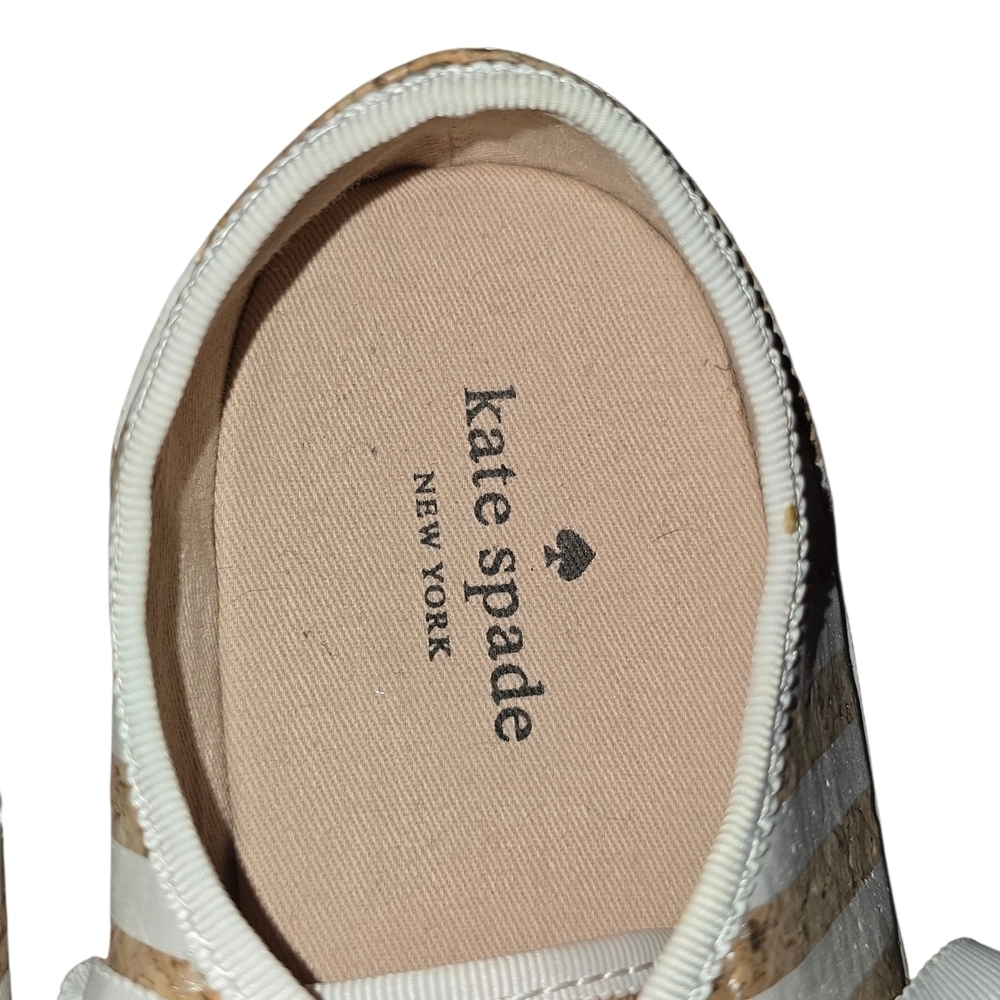Kate Spade New York Lodero Tan and White Striped Fashion Sneakers 8.5 - Picture 7 of 10